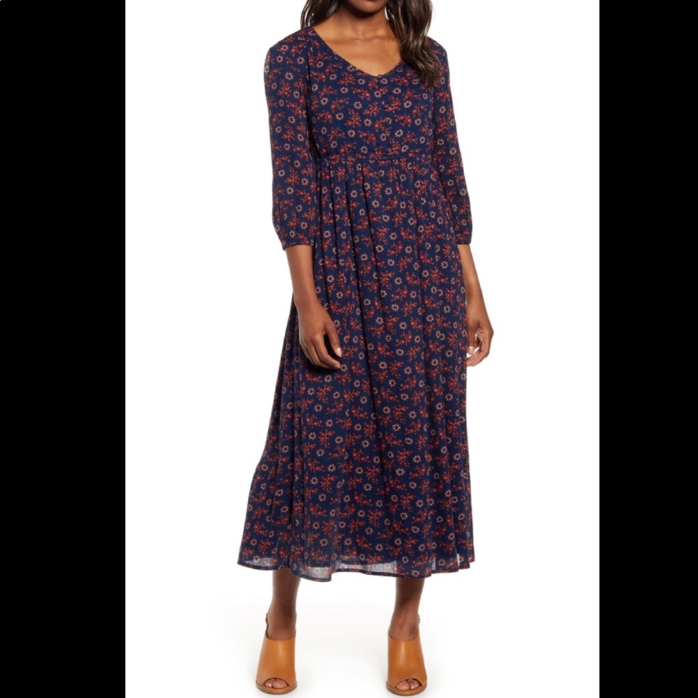 NWT Caslon Summer Button Front Crepe Maxi Dress
